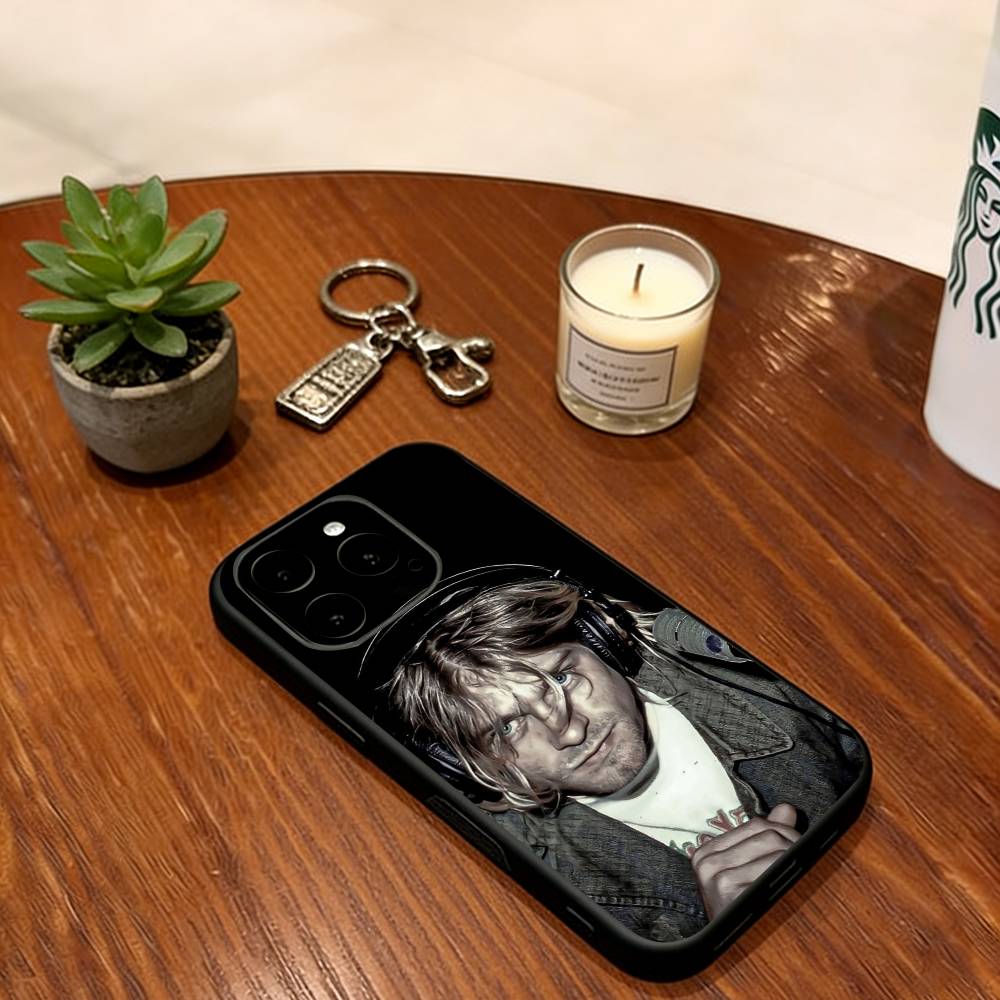 

Singer Kurt Cobain Phone Case Soft Silicone black For IPhone 17 16 15 14 13 12 11 X XR Plus Pro Max Plus iPhone14Pro