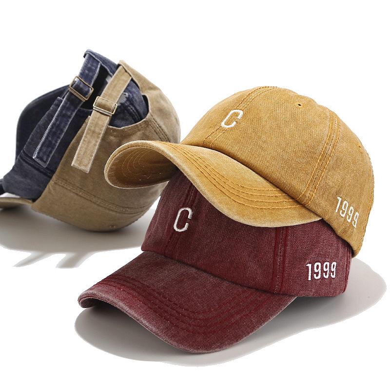Letter C Embroidery Women Baseball Cap Solid Color Casual Peaked Caps For Men Washed Cotton Snapback Hat Sun Visors