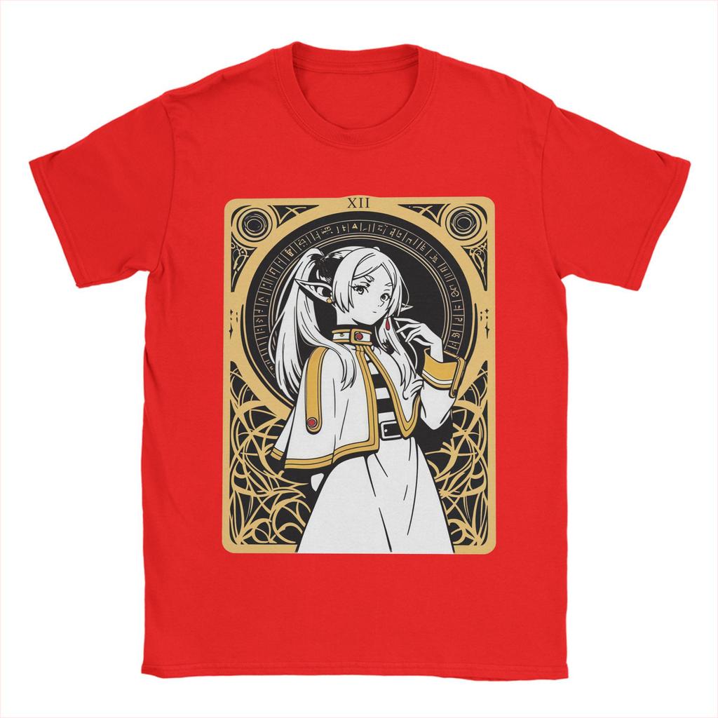 Męskie Koszulki Frieren Beyond Journey's End Anime Koszulki z Czystej Bawełny z Krótkim Rękawem Sousou No Frieren Koszulki z Okrągłym Dekoltem Odzież