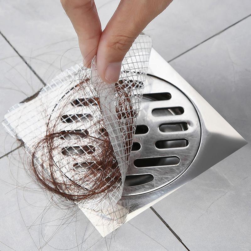 Hair Catcher Drain Sticker 60PCS Disposable Shower Drain Covers - 4x4 Inch Hair Catcher Mesh Stickers For Bathroom & Kitchen Bathroom Drain Sticker