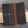 Crazy Horse Leather Men's Wallet Long Leather Buckle Leather Money Clip Layer Leather Leather Retro Handmade Bag