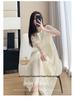 Elegant Mid-Length Chiffon Dress - Summer 2025, Round Neck, Slimming, Flattering Fit