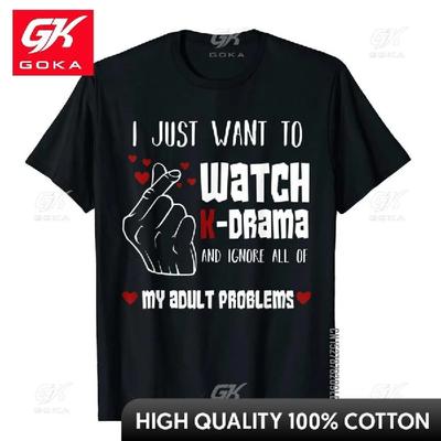 Eu Só Quero Assistir K-Drama Engraçado Amante da Coreia Camisetas 2023 Prevalecente Algodão Estilo Preppy Clássico Masculino Tops Camisetas