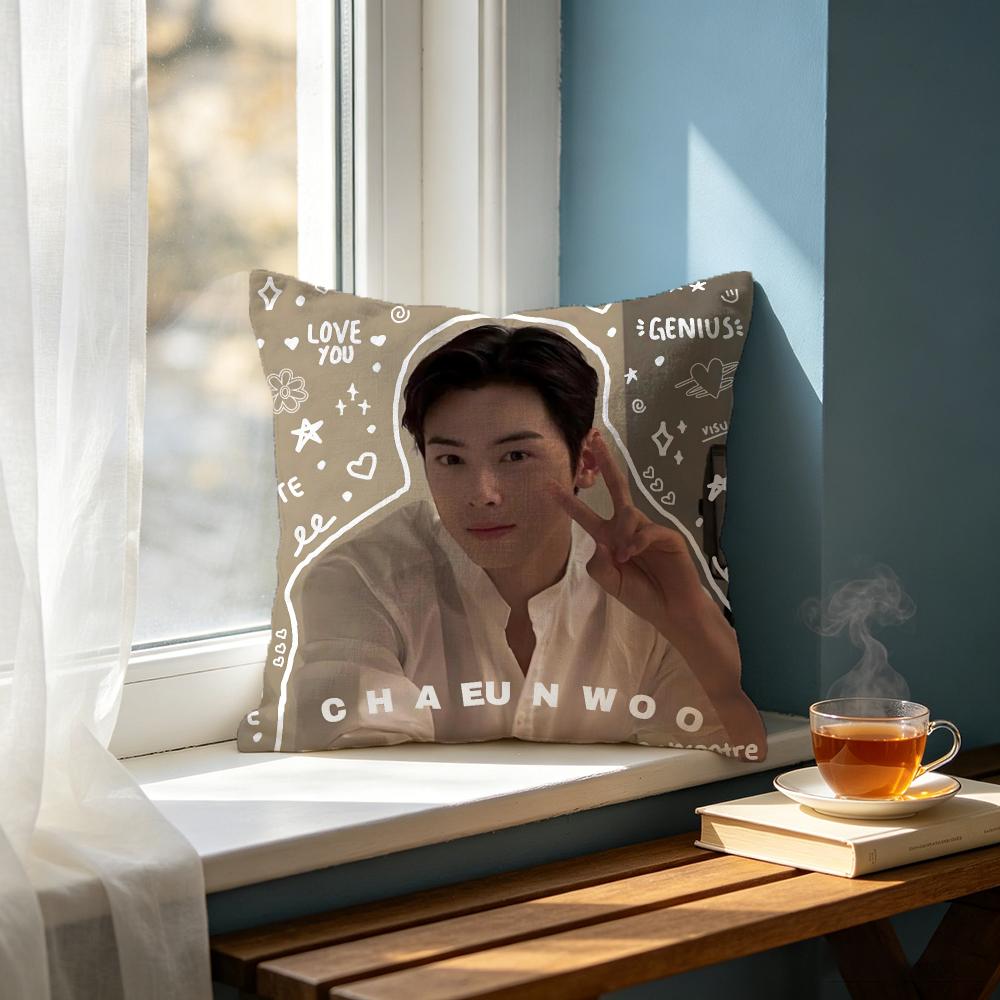 actor Cha Eun Woo Cushion Cover Cushion Cover Set  50x50 45x45 40x40 Pillowcase Decorative Sofa Home Decor