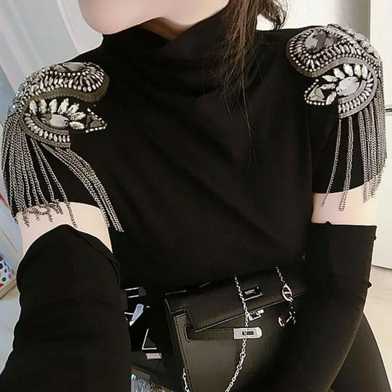 1Pc Comfortable Performance Diamond Chain Stage Tassel Shoulder Dress Lightweight Visual Effects Polyester Decoration
