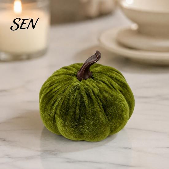 Halloween Table Centerpieces Small Artificial Velvet Pumpkin Decoration, Fall Thanksgiving Soft Stuffed Seasonal Floral Scene Accents Ornament, Autumn