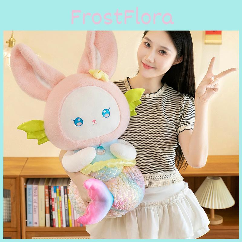 Mermaid Bunny Plush Toy Soft Cuddly Animal For Girls Kids Sleep Companion