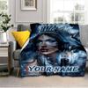 1PC Custom Name Native Spirit Wolf flannel blanket versatile,all-season throw suitable for the living room,bedroom,camping,travel,and gift