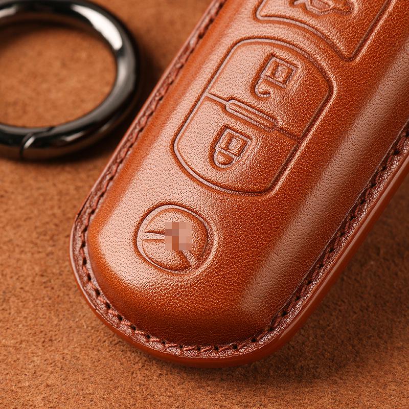 Genuine Leather Key Case for 2022 Mazda Axela/CX5/CX4 - Handmade Protective Cover
