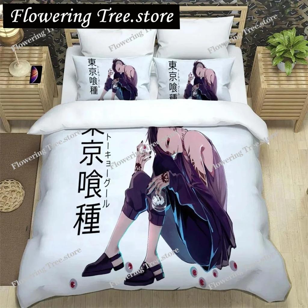 Set Biancheria da Letto in Poliestere con Stampa Digitale Anime di Moda Giapponese per Ragazzi e Ragazze, Set Biancheria da Letto per Giovani, Regalo per Coppie