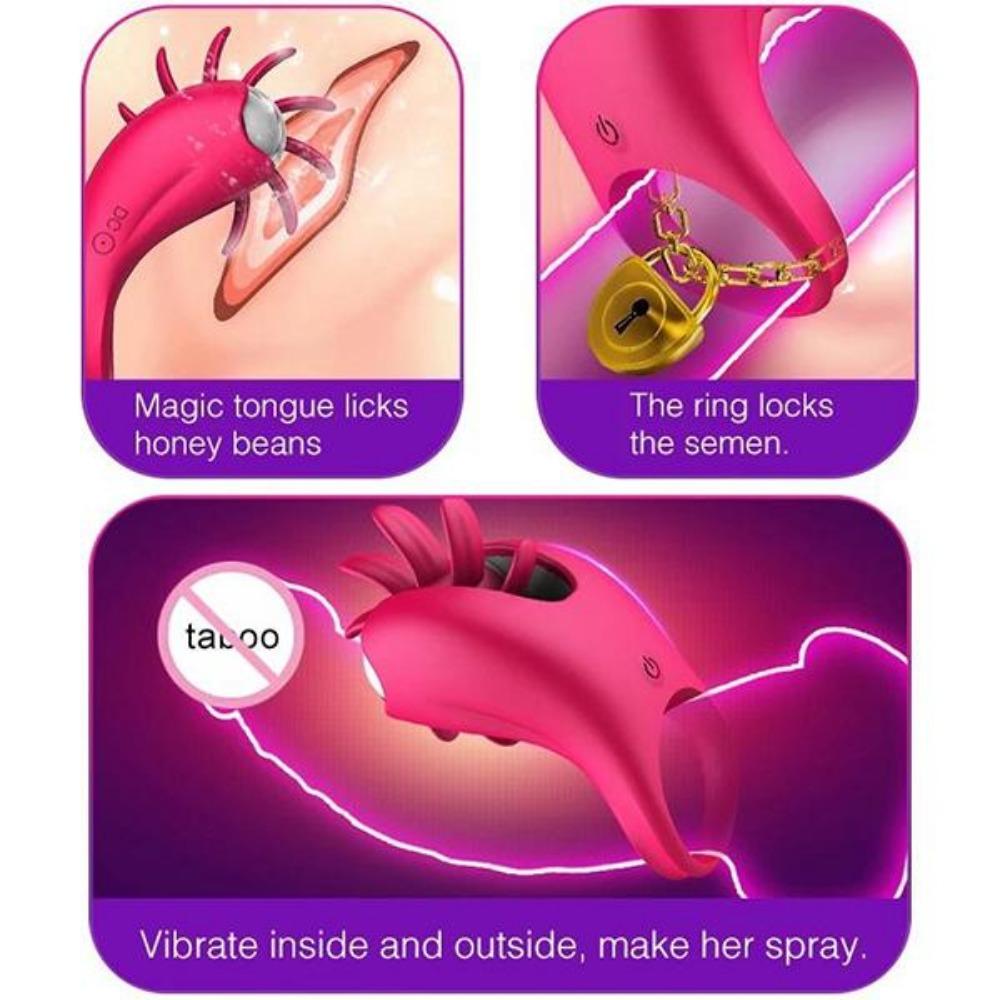 Nový vibrátor Rotační olizování jazyka Vibrační kroužek na penis G-bod masážní přístroj pro vaginální klitoris Stimuluje pro páry sexuální hračky