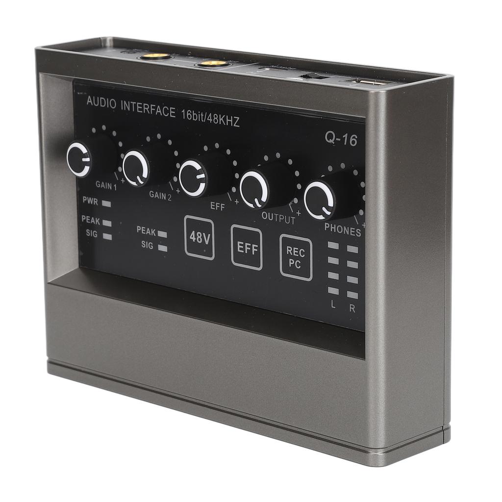 48V Live Sound Card with DSP Reverb Sound Card Mixer for Computer Smartphone Singing Instrument