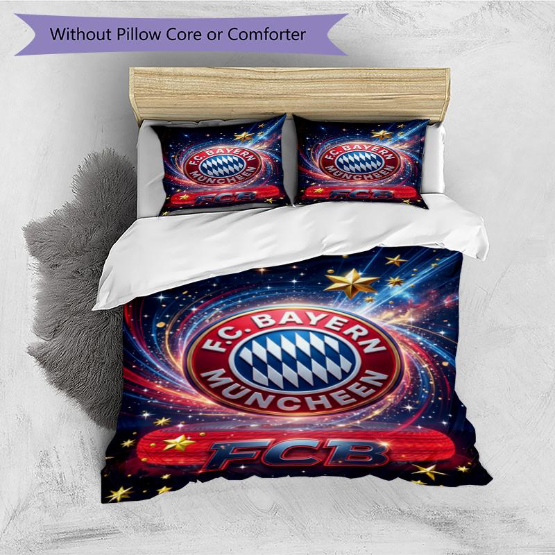 3pcs Duvet Cover Set (1*Duvet Cover + 2*Pillowcase, Without Core), FC Bayern Munich Print Bedding Set, Bedroom Decor, All‑Season, Gift