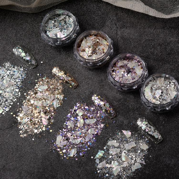 Unregelmäßige Nagel-Abalone-Muschelschalen-Scheiben Nagelglitzer-Flocken Nagelkunst-Muschelstück