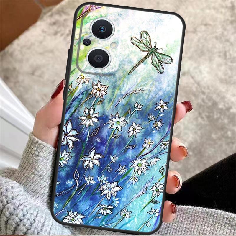 Dragonfly Insect Pattern For OPPO Reno 14 12 11 10 13 Pro 8T 11F 12F 13F 14F 7 8 Lite OPPO Find X9 X8 X6 X5 Pro Case