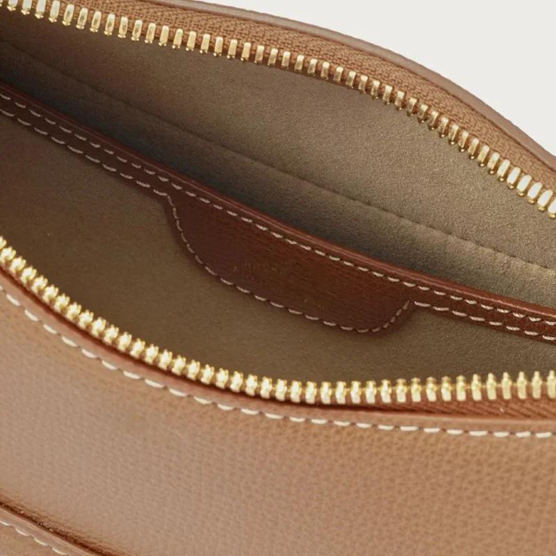 French Niche Women's Bag Armpit Dumplings Camel Leather Crescent Bag High-capacity Messenger Bag For Women