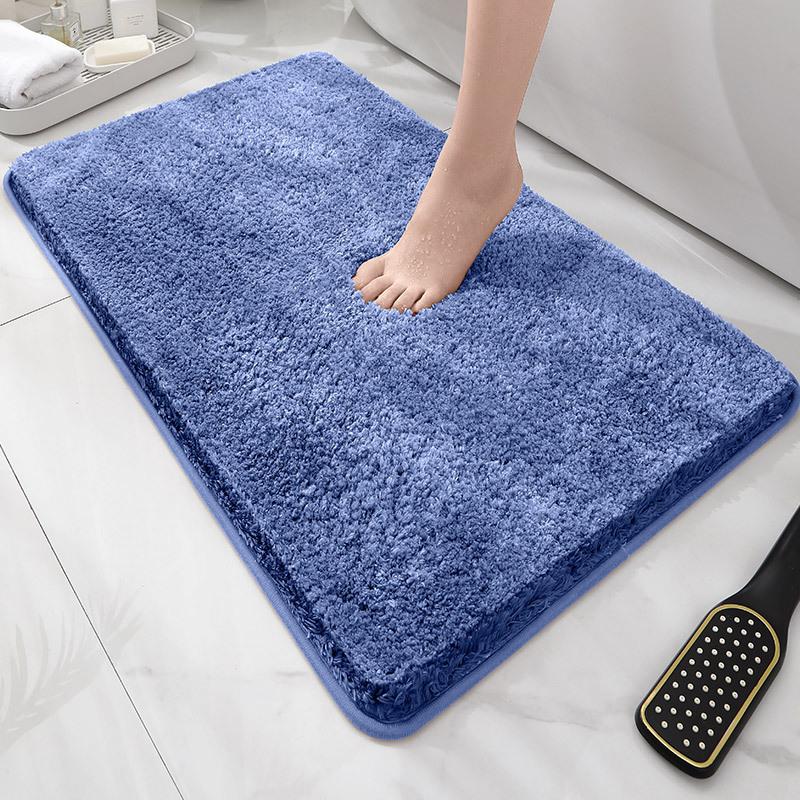 Modern Minimalist Solid Color Floor Mat, Square Long Plush, Thickened Absorbent Carpet, Bathroom Door Mat, Non Slip Mat