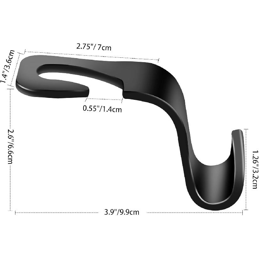 Car Seat Headrest Hook 4 Pack - Universal Auto Seat Hook Hanger Storage Organizer Holder (Black)