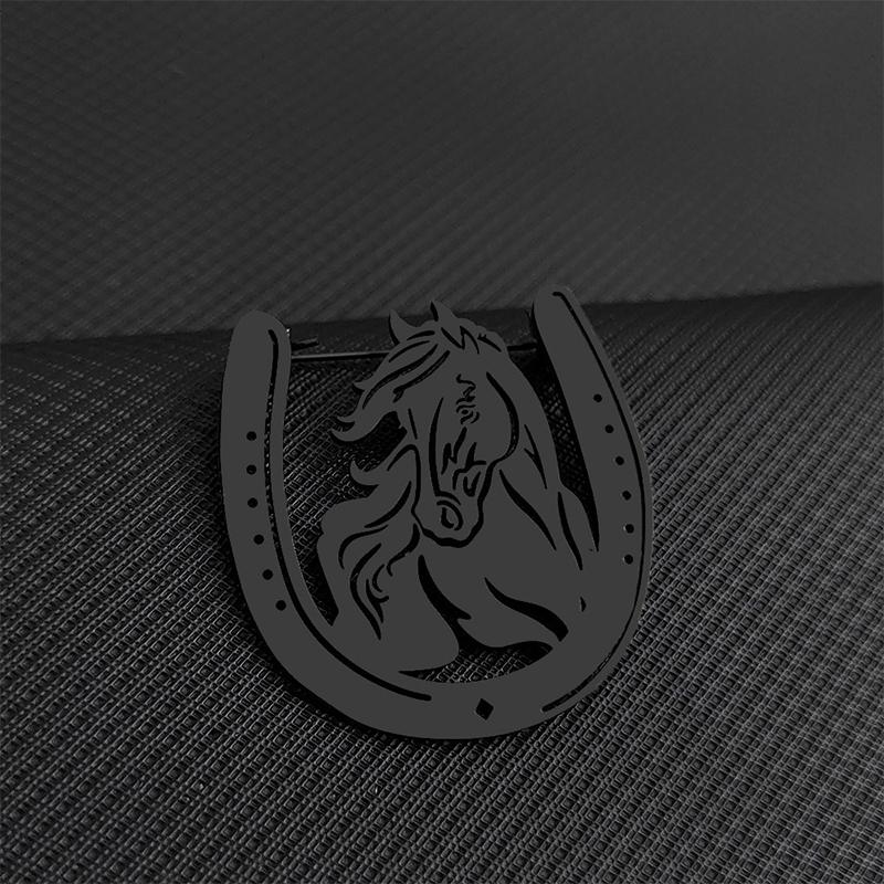 Broche Ferradura Estilo Ocidental Vazado Cavalo Pin de Metal Embelezamento Mochila Jeans Pins Casuais para Exterior Acessório 1 Peça