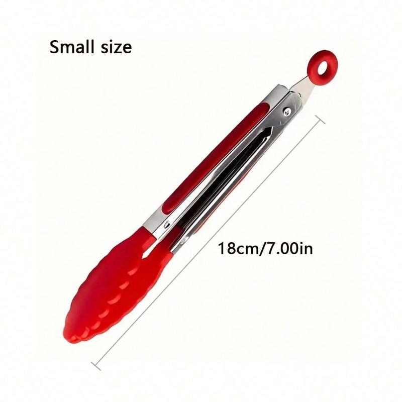 1pc Small Kitchen Tongs, Mini Food Tongs, Heat Resistant Nylon Tips Tongs For Cooking, Serving, BBQ, Grilling, Salad And More