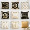 Luxury Black Gold Damask Cushion Cover Bronzing Peach Skin Pillowcase Geometric Throw Pillow For Sofa Living Room Home Decor