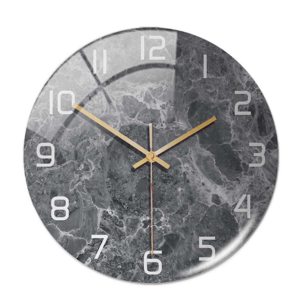 CC127-142 Luxurious Round Marble Wall Clock, 3D Creative Acrylic Design for Home Decor