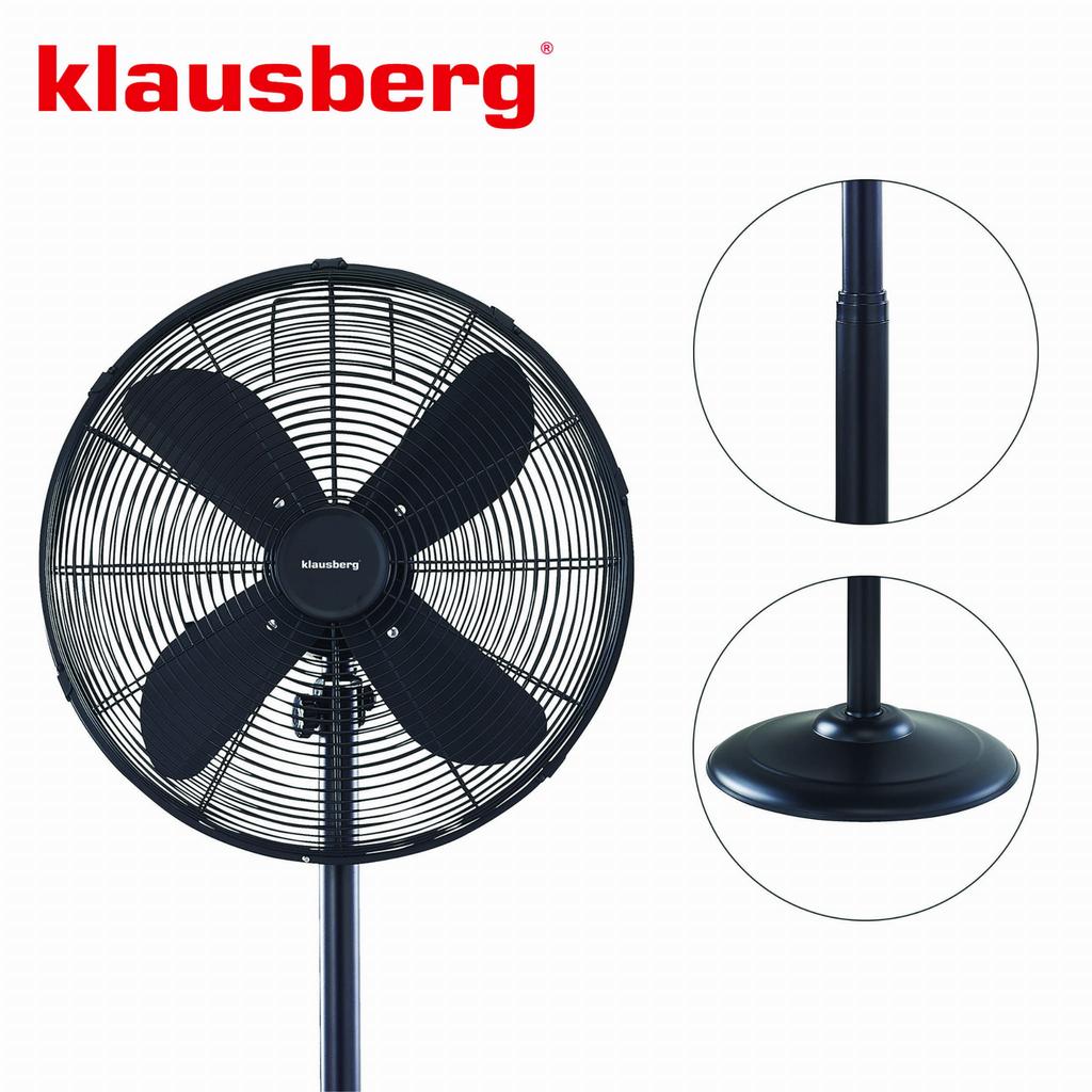 Wentylator stojący podłogowy 40cm 50W metalowy KLAUSBERG KB-7860  Czarny