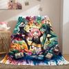 SpyxFamily Pretty 2D Cartoon Flannel Blanket, Print Decoration for Bed, Soft Sofa Travel Picnic Blanket_LIAN