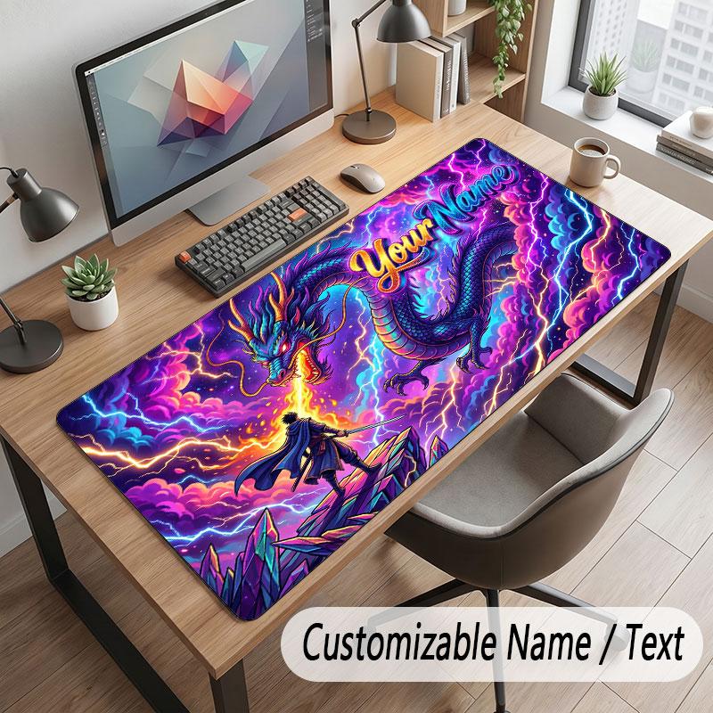 Dragon Theme Customized Mouse Pad Personalized Print Name Text Desk Mat For Home Office Table Decor