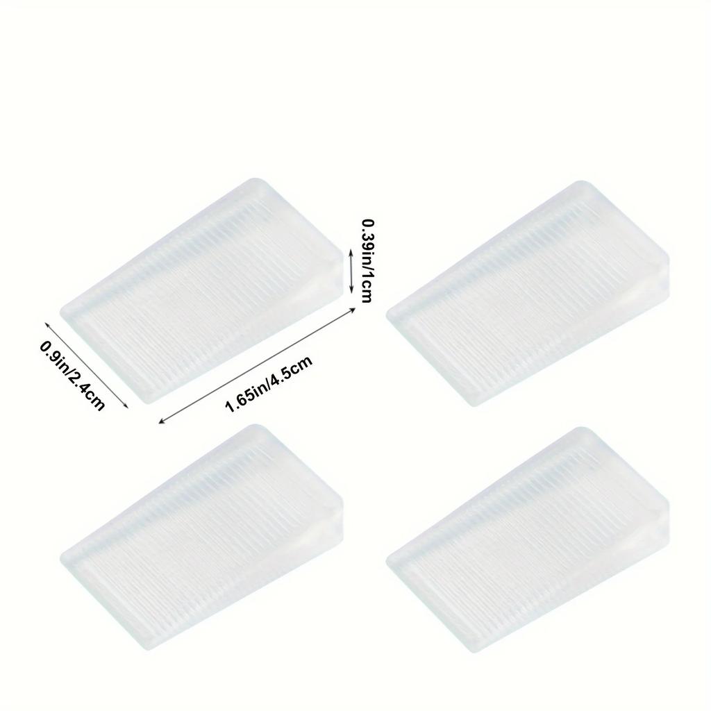 4 Stück transparente Gummi-Keilkeile - Kunststoff-Möbelnivellierer für unebene Oberflächen, mattes Finish, zuschneidbare harte Tischpolster