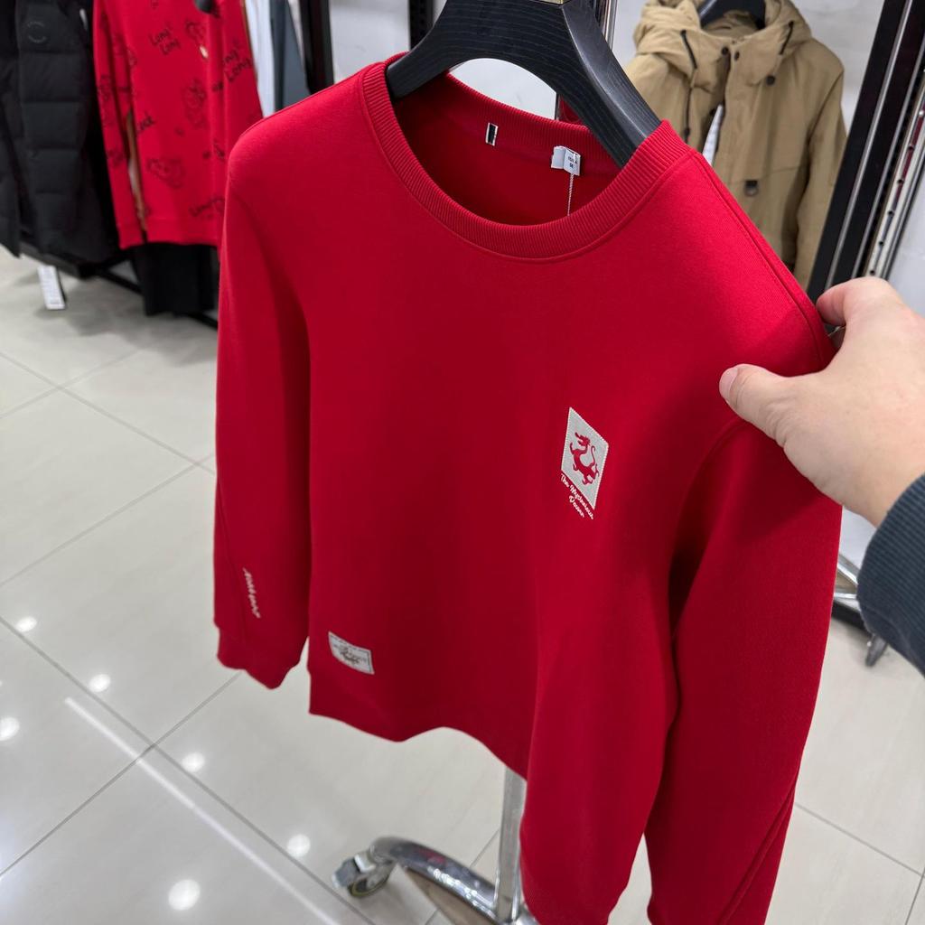 H Marke Lucky Red Rundhals-Hoodie für junge Männer - Lässiger Pullover mit langen Ärmeln 1W001