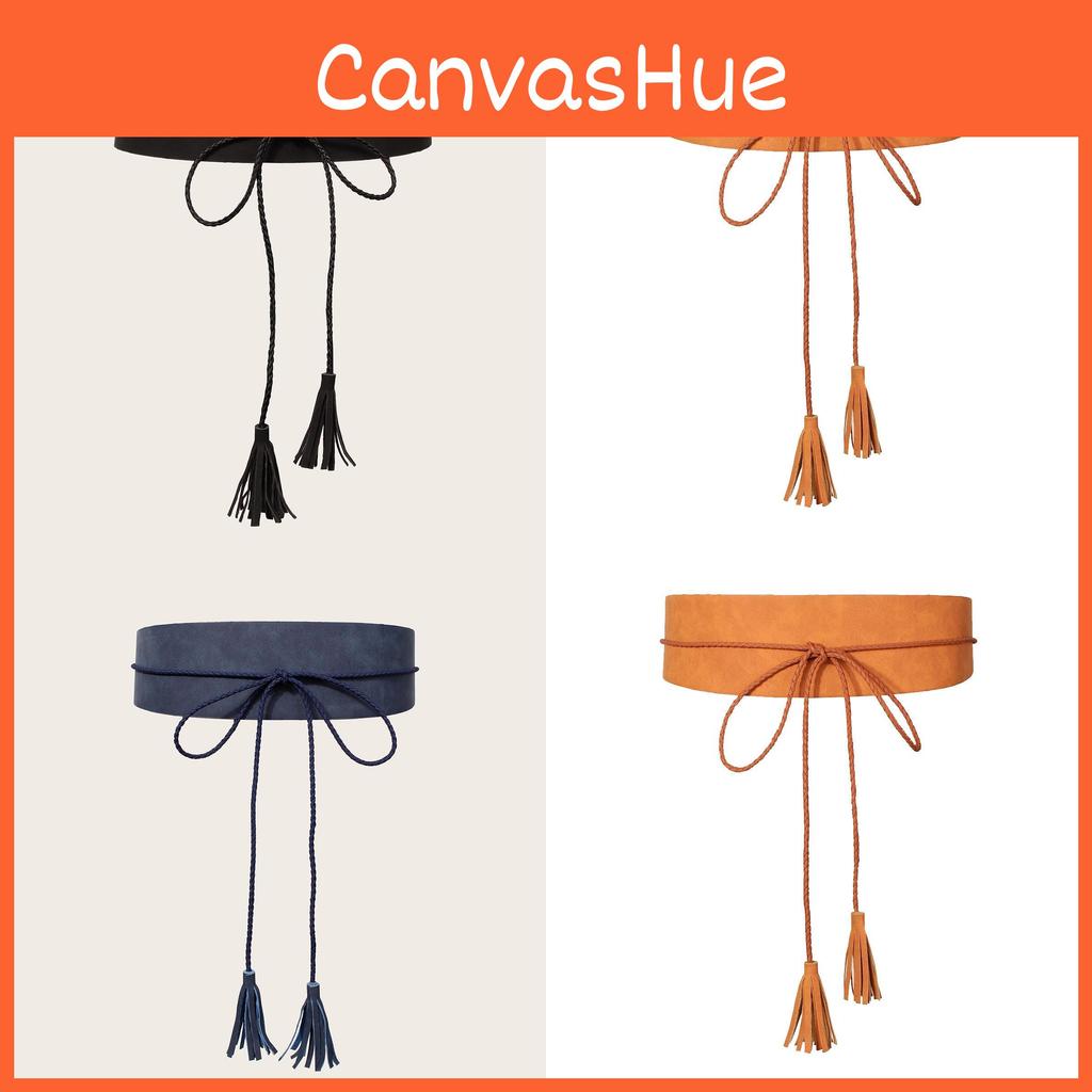 Trendy Boho Fringe Rope Waist Belt Handmade Wide Faux Leather For Casual Women Fashion