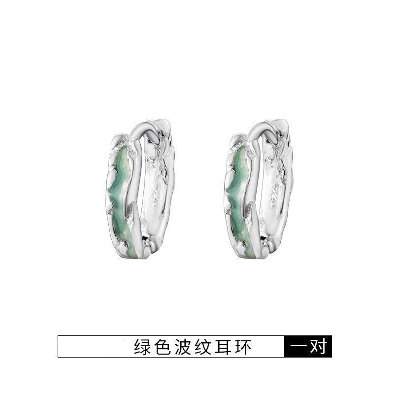 

Personalized Irregular Mint Green Oil Drop Earrings Premium Sensing Ear Buckles Ear Clips S Silver Needle Niche Design Earrings