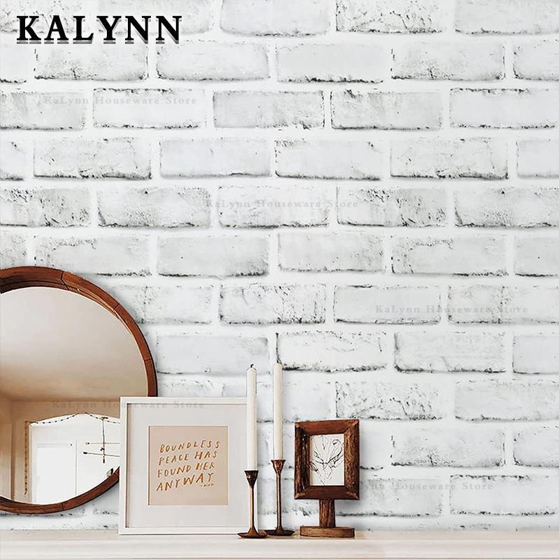 Brick Wallpaper Peel and Stick Self-Adhesive Wall Paper Grey Brick Contact Pape for Bedroom Living Room Decoration DIY Stickers