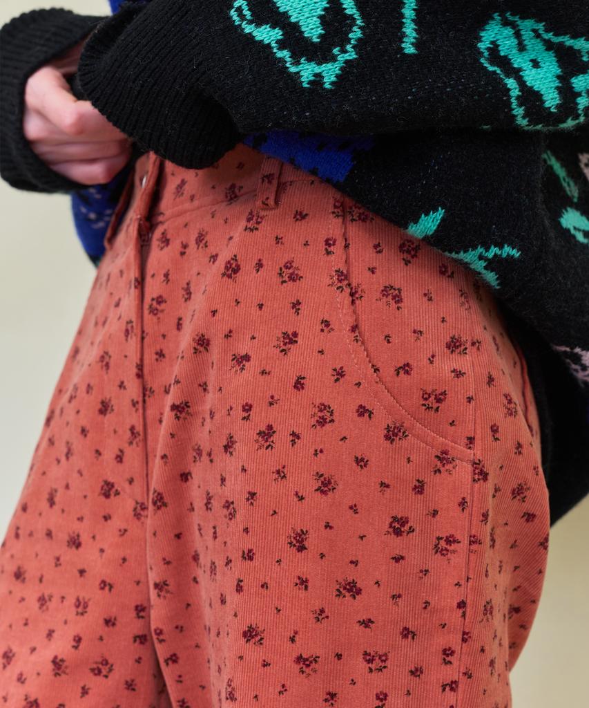 Dyuidyui Flower Corduroy Pants_Pink