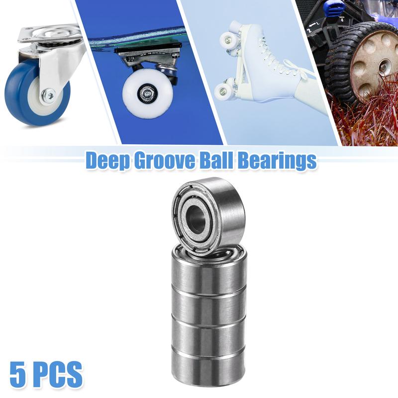 Motoforti MR93ZZ 3x9x4mm Bearings Double Shielded Deep Groove Ball Bearings Silver Tone - Pack of 5