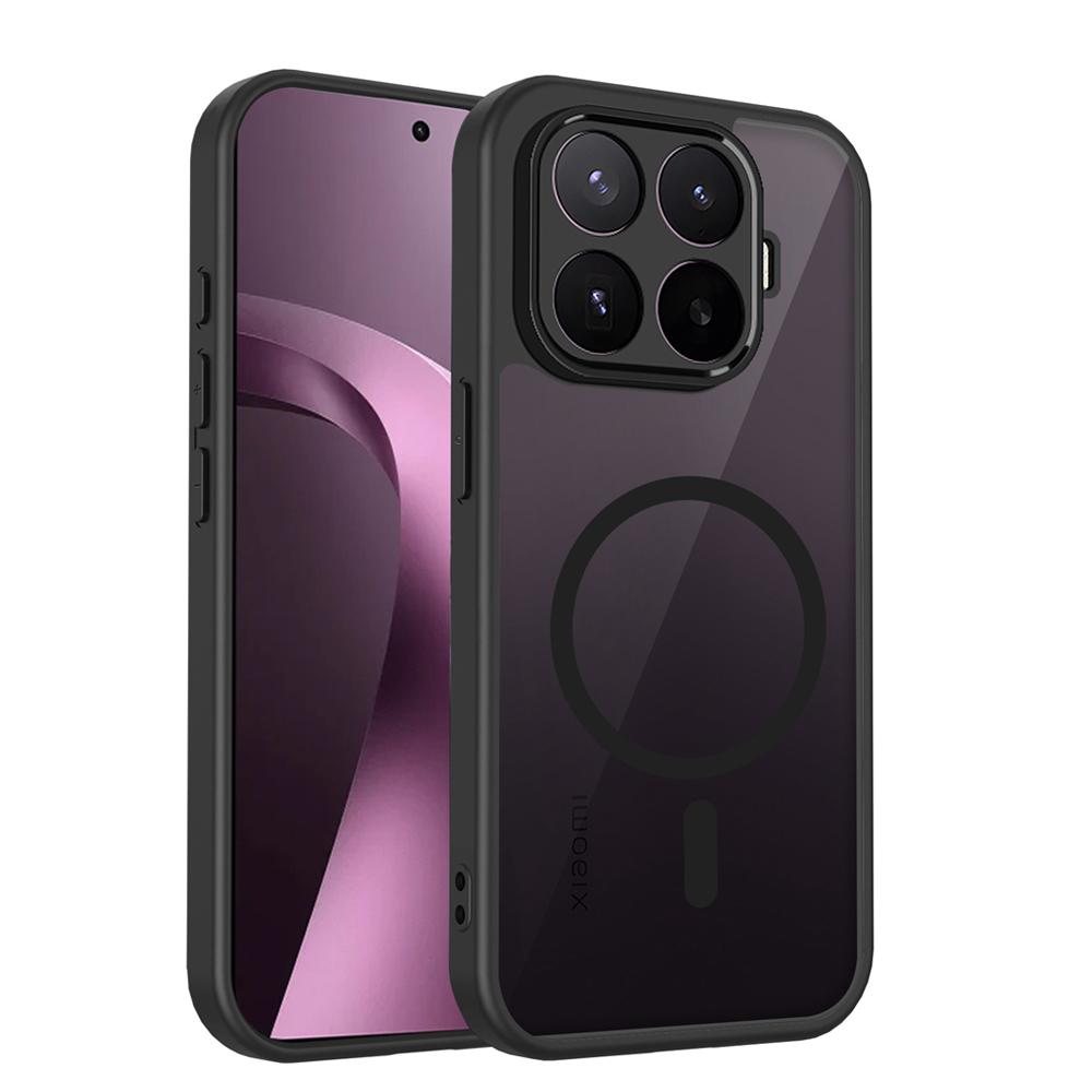 KEYSION Magnetic Phone Case for Xiaomi 17T Pro 5G Silicone+PC Matte Translucent Black Shockproof Cover for Xiaomi 17T 17T Pro