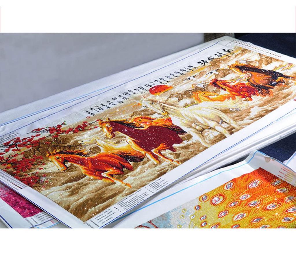 Instarry DIY 5D Diamond Art Painting, Full-Paste Wall Decor, Beaded Mosaic, Handmade Kit, Horse (150x60cm)