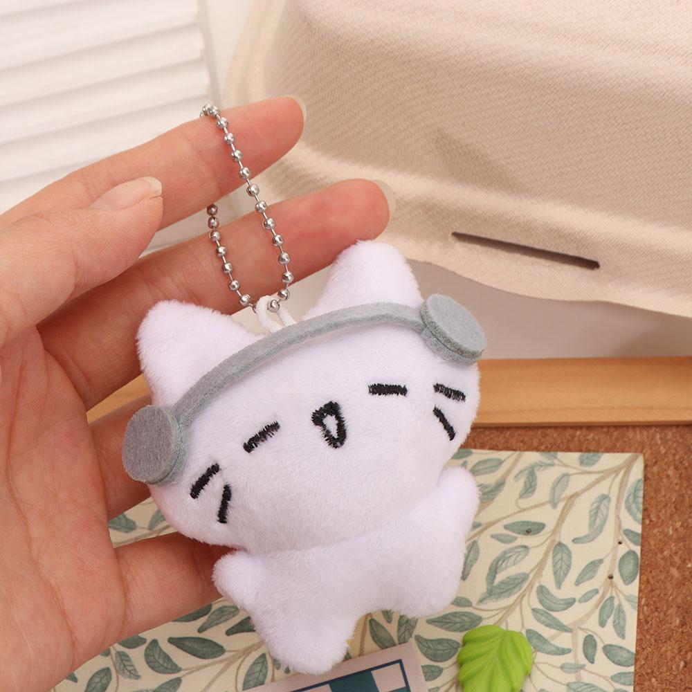 Cartoon Sad Cat Doll Keychain Funny Key Ring Cute Earphones Cat Pendant Friendship
