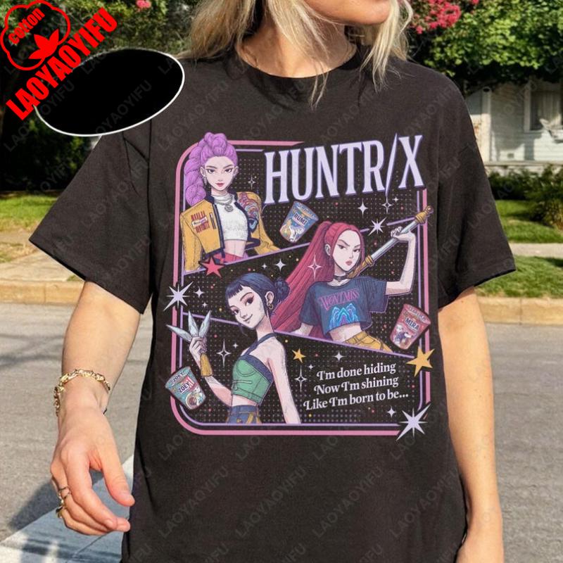 Huntrix Demon Hunters Girls TShirt Mira Rumi Joey Shirt Gift for Kpop Fan Men Women Tee Cotton Comfortable Creative Hipster Tops