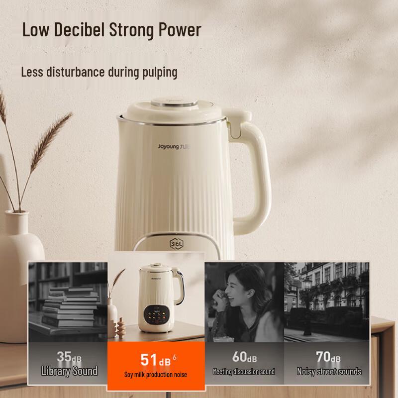 Joyoung 1,4L Automatischer Leiser Standmixer & Sojamilchbereiter CN-Stecker (Adapter enthalten)
