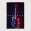 Neon Guitar  Metal Sign Wall Mural Kitchen Designing Plaques Tin Sign Poster