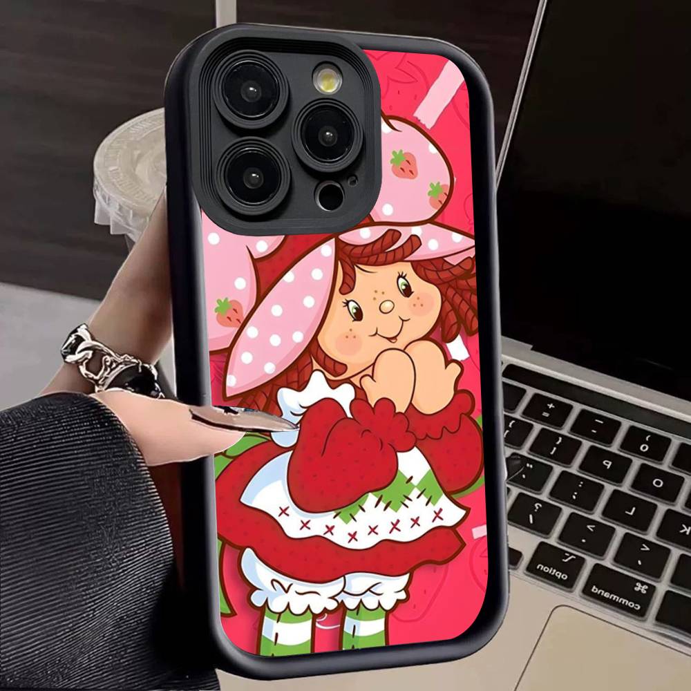 Animated S-Strawberry S-Shortcake Silicone Soft Phone Case For IPhone 17 16 14 13 12 11 15 Pro Max Plus Air Cover