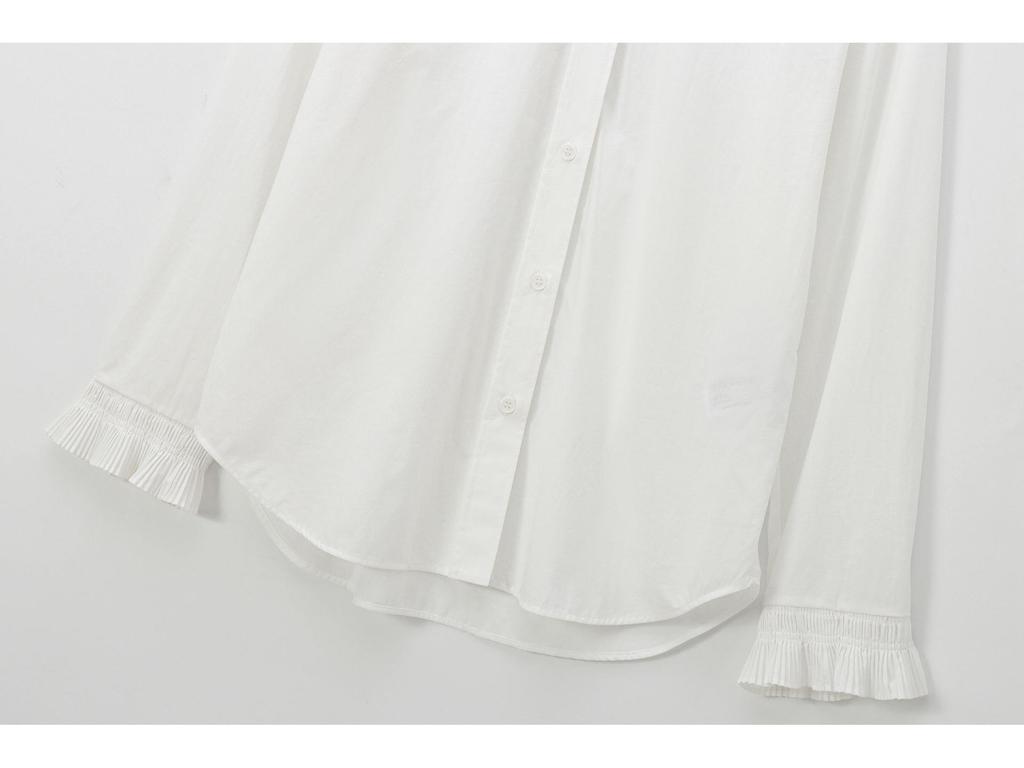 2024 Autumn Women's European & American Style Pleated Layered Fashion Shirt