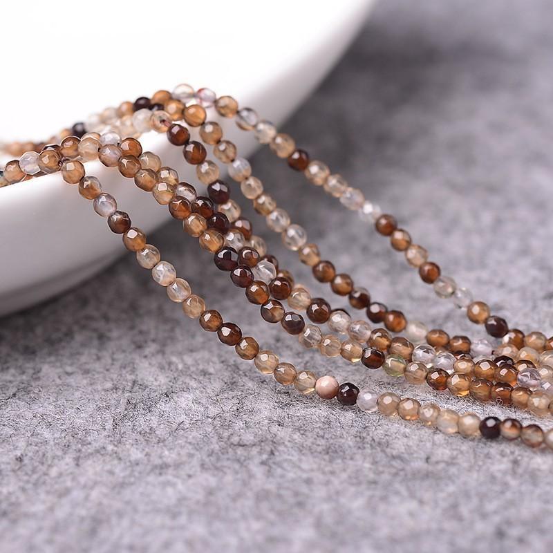 

Hongchu Crystal Coffee-striped agate cut section DIY Ornament Accessories Coffee striped agate semi-finished product 4mm/Strip