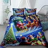 Cartoon Santa Claus Duvet Cover Elk Christmas Bedding Set With Zipper 1 Duvet Cover 2 Pillow Case Queen King Bedroom Decor