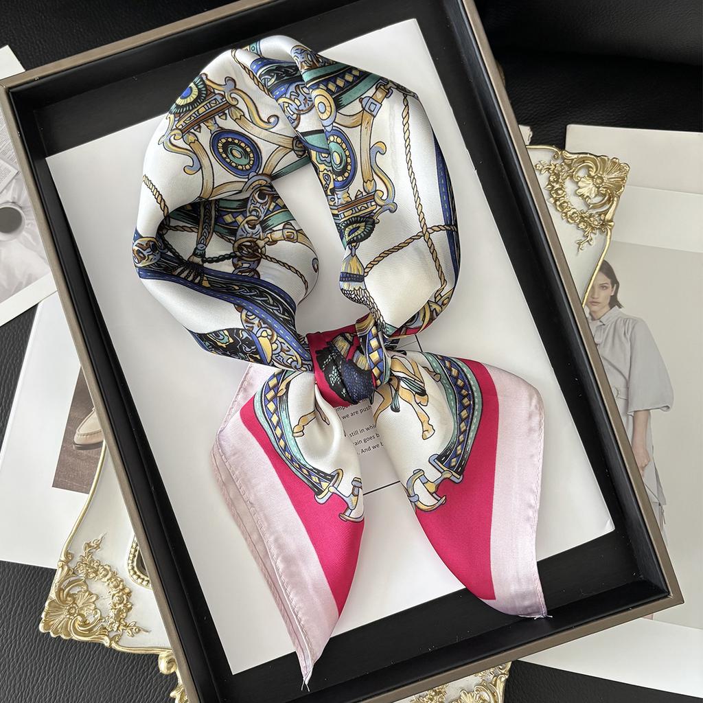 Luxury  Leopard Print Square Scarf Women'S Imitation Silk Scarf Casual Versatile Decoration Small Neck Scarf 70Cmx70Cm