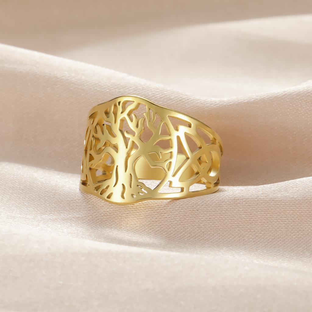 Vintage Tree of Life Knot Ring for Women Men Stainless Steel Wide Finger Ring Amulet Jewelry Birthday Gifts