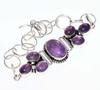 Cluster Natural Amethyst 925 Silver Plated Bracelet 8.5" One of a Kind Gift J6f23
