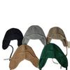 Handmade knitted wool hat Children's autumn and winter warm ear protection headgear strap Lei Feng hat